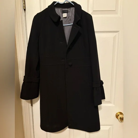 J Crew wool coat with bell sleeves, black, women’s sz 8 - Picture 5 of 11